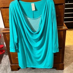 Teal blouse scoop neck 4x